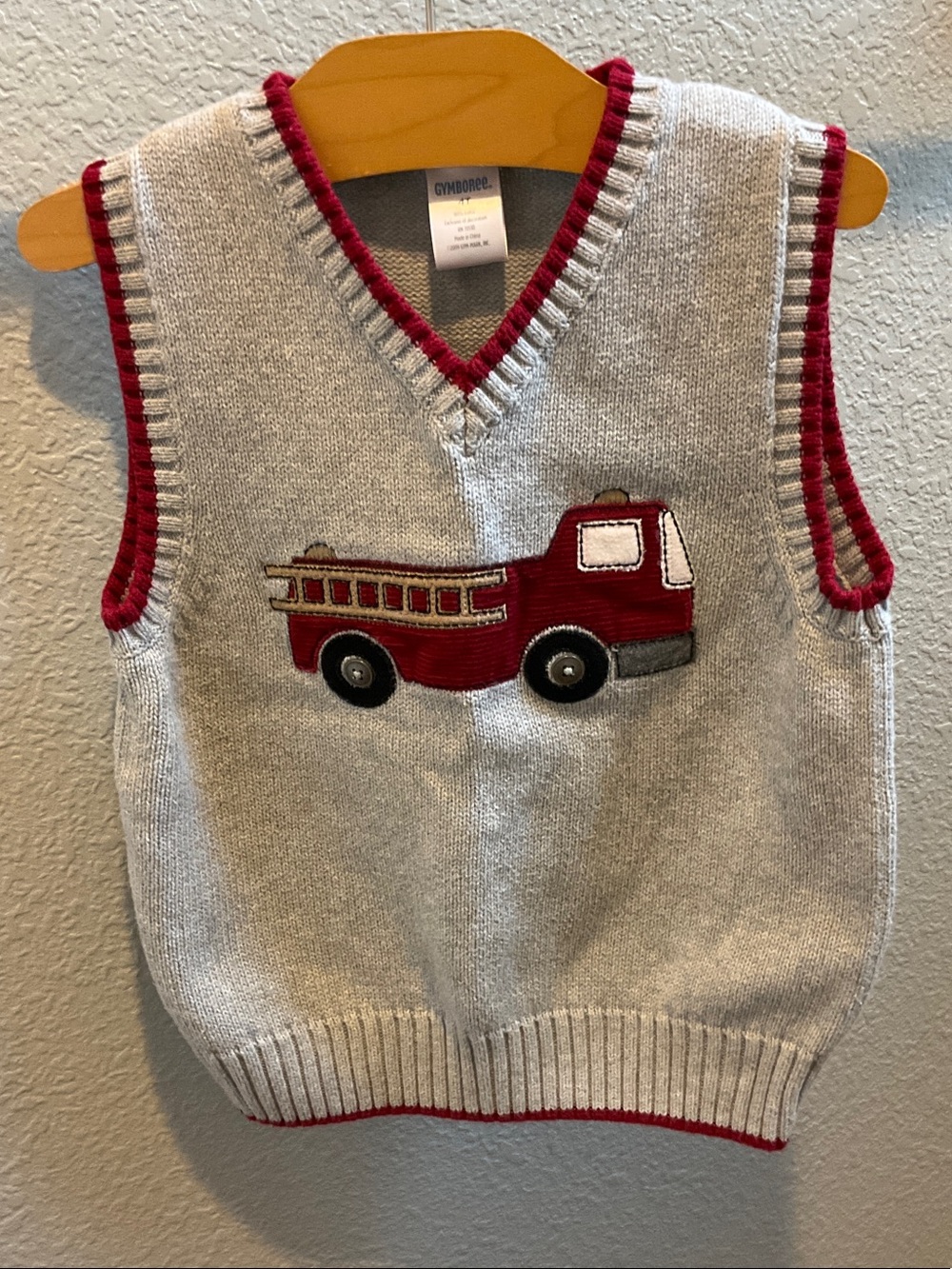 Gymboree Vest with Red Fire Truck Applique